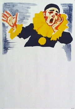 Karneval-Plakat, "Ausrufer Pierrot", 42x59cm groß, Buntdruck