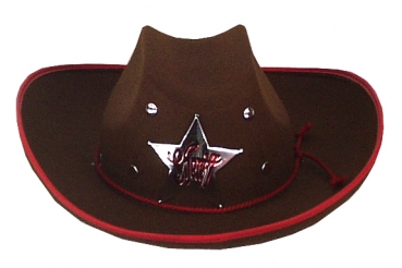 Sheriff Hut, große elegante Form, mit Sheriffstern, Splinten und Einfaß, in Schwarz, grau und beige