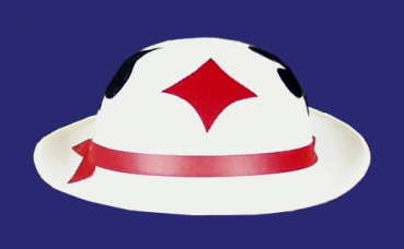 Halb-Melone, in weiß, mit Zierband und Spielkarten-Motiven