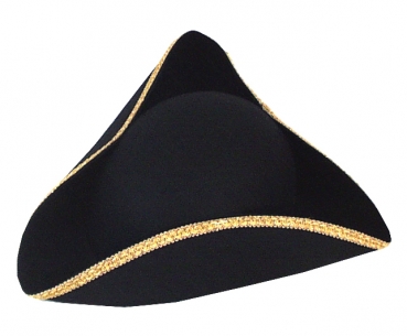 Dreispitz, in schwarz und rot, mit Borte