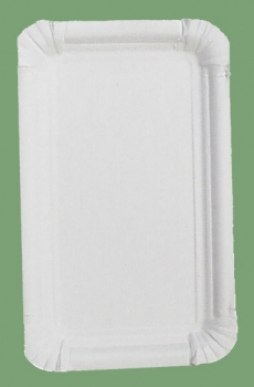 Pappteller, viereckig, flach, mit 1 cm erhabenem Rand, für Würstchen, Kuchen etc., ca. 16x10 cm groß