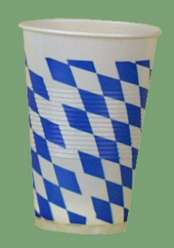 10 Stück Plastikbecher mit Bayernrauten verziert, für 0,2l Getränke