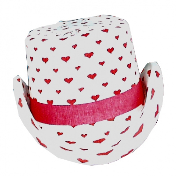 Krepp-Herrenzylinder, einfarbig, mit Band und Herzen