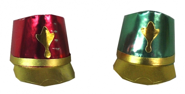 Folie-Schirmmütze in rot, grün und goldfarben