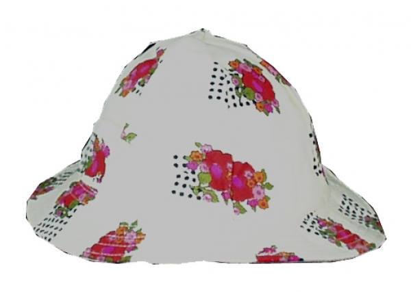 Damen Hut, Stoff, mit Blumenmuster