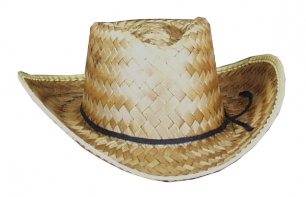 Cowboyhut aus Palmblatt, dunkel, grob