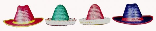 Miniaturen  aus Stroh, bunt, als Mexikaner, Sombrero
