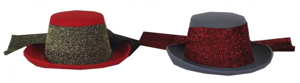 Cylinder hat, in black, white and gray, with a broad band