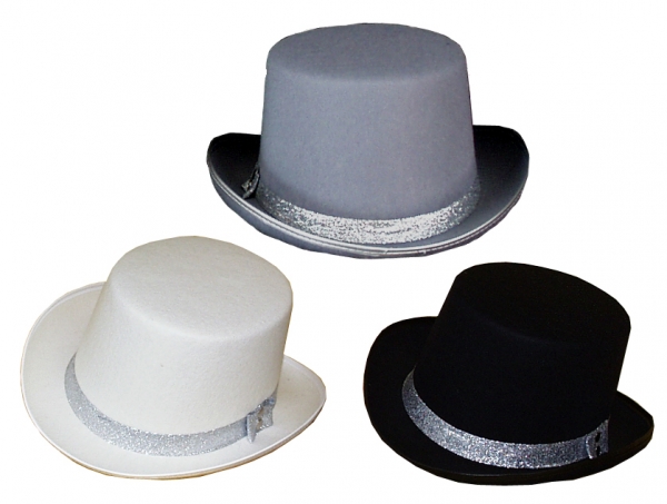 Elegant master cylinder hat, in black and white, with trim and ribbon