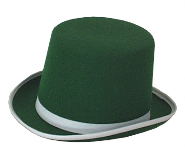 Herren-Zylinder Hut, in grün, mit Band