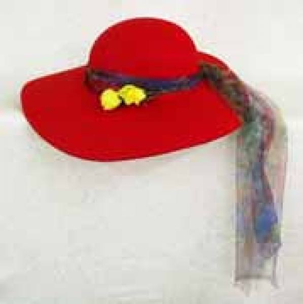 Florentiner Hut, in schwarz, weiß, rot und lila