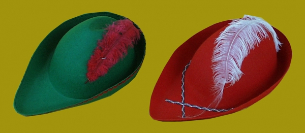 Rattenfänger Hut, in schwarz, rot und grün