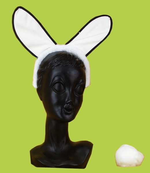 Hasen-Set, Kopfreif mit Ohren und Stummelschwanz