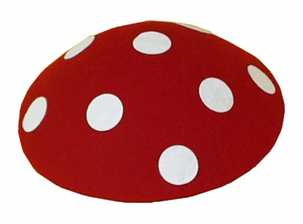 Pilzhut in rot mit weißen Punkten