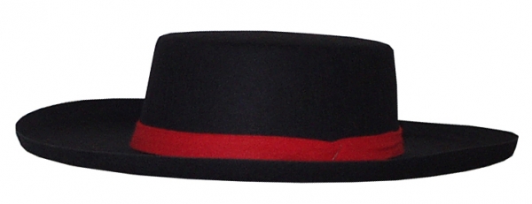 Spanier Hut, in schwarz, mit Plastikband