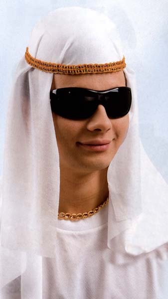 Scheichkappe mit Goldborte, weiß