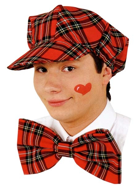 Mütze mit Schleife, rot kariert
