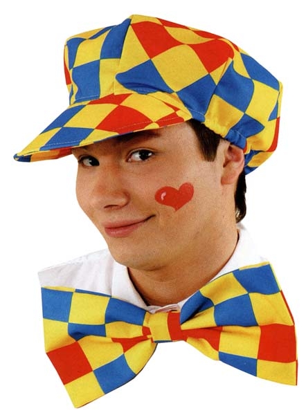 Hat with bow, red-yellow-blue plaid
