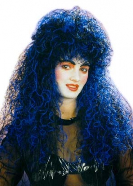 Perücke, "Vampira", schwarz-blau