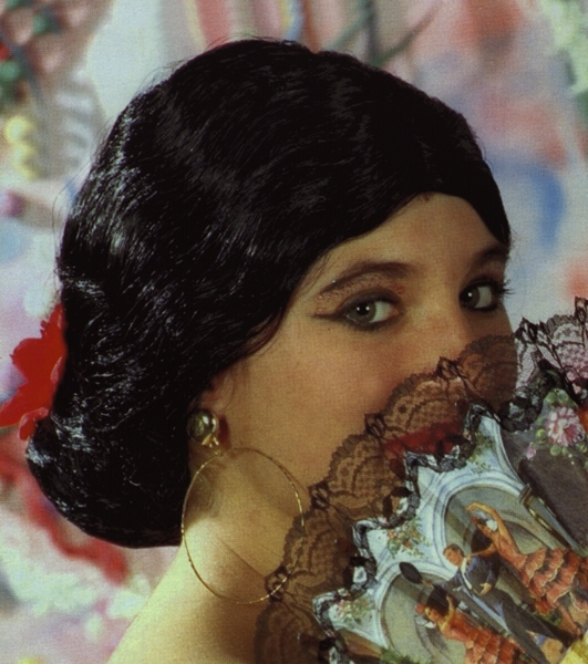 Perücke, "Spanierin", mit Blume