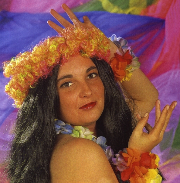 Perücke, "Hawaii", Schwarz mit Lockenkranz, krausgelockt