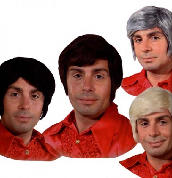 Herrenperücke, kurz, mit Kotletten, in schwarz, blond, grau und braun