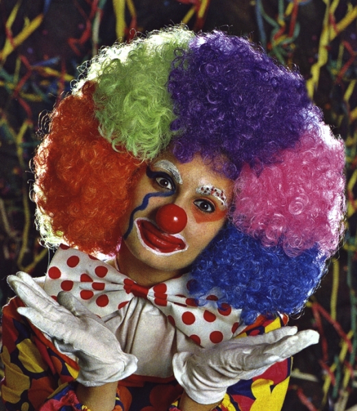 Perücke, "Arc en ciel", Colorclown, 5-farbig, klein gelockt