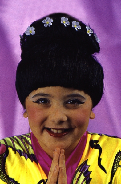 Perücke, "Kleine Geisha" mit Blümchen, für Kinder